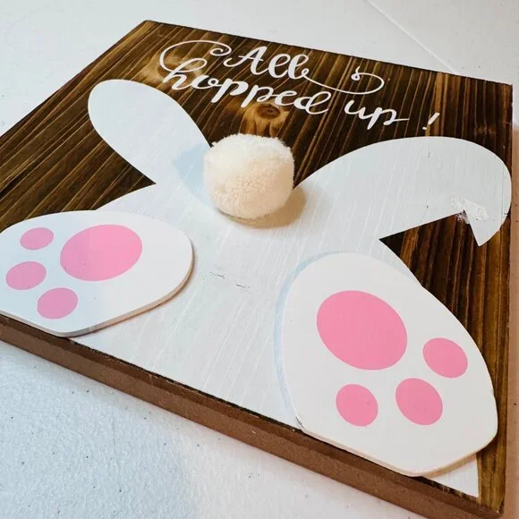 Easter hanging decoration ALL HOPPED UP bunny spring springtime decoration - Picture 5 of 11